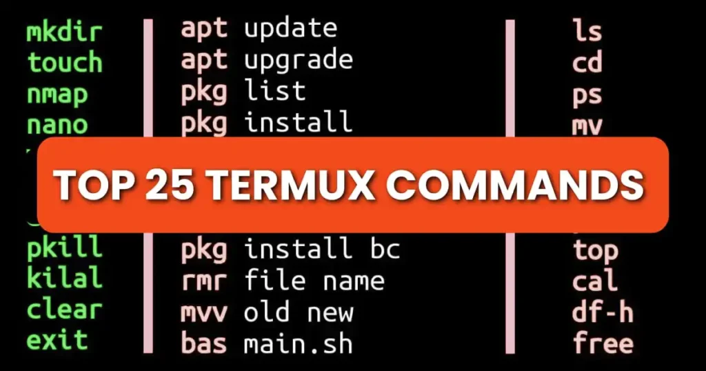 Top 25 Termux commands for new users