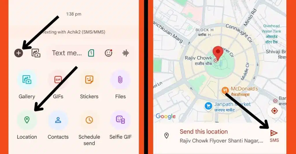 Share Location using Google Messages