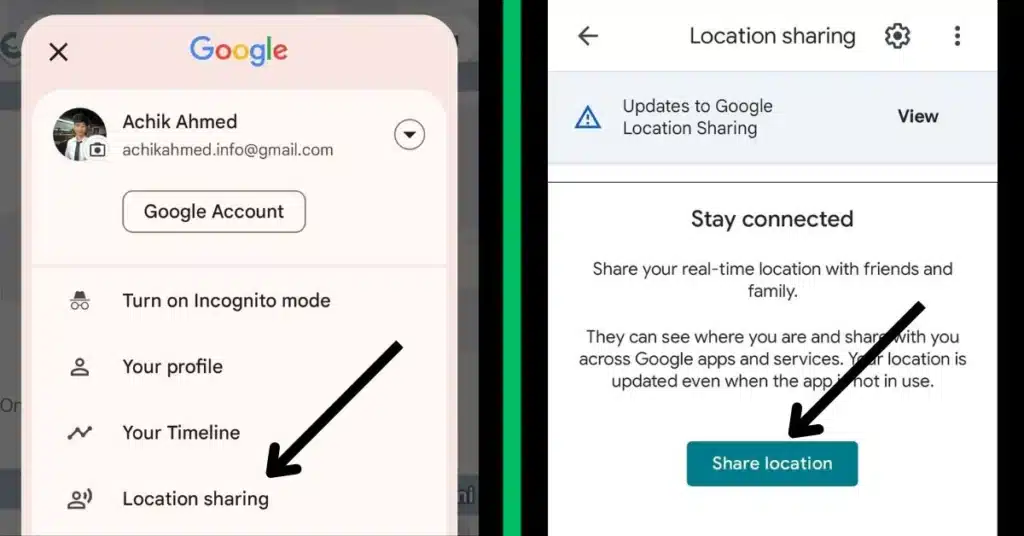 Share Location using Google Maps