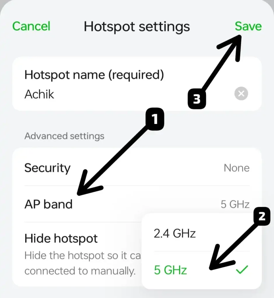 Hotspot settings