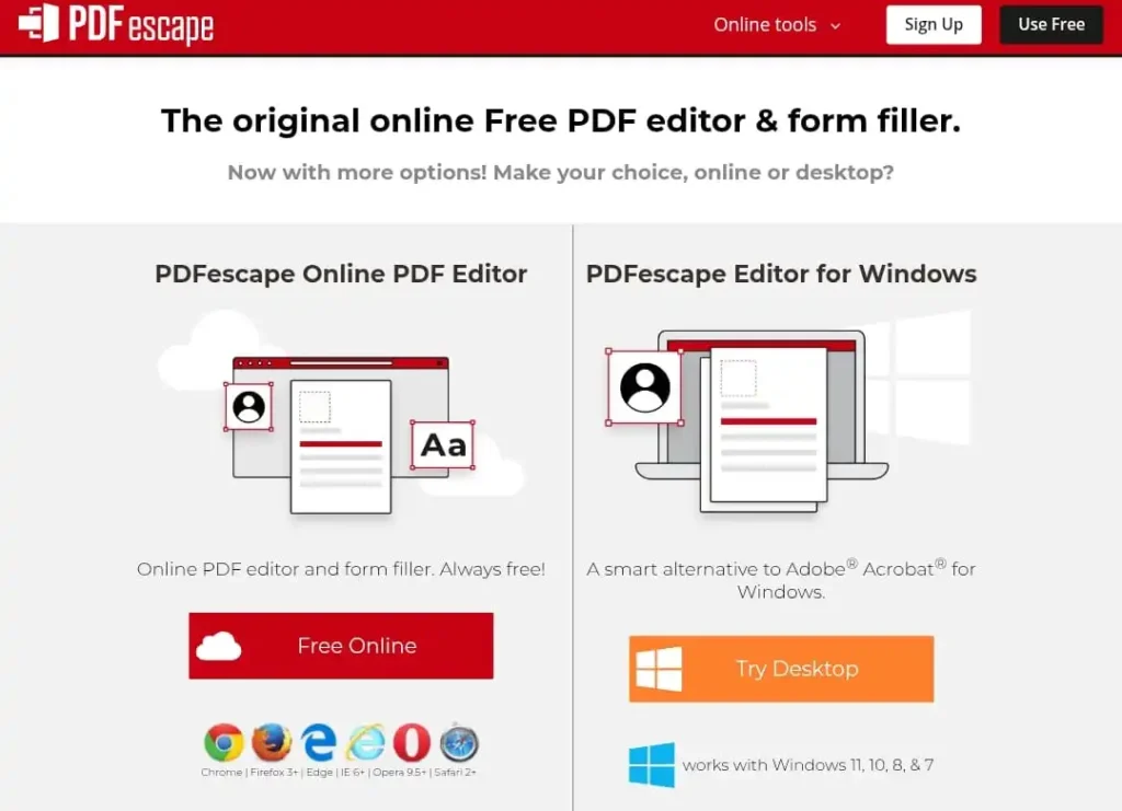 Editing a PDF file online using PDFEscape