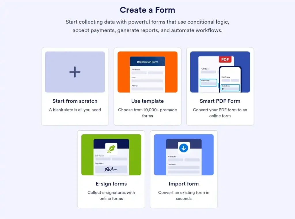 Jotform dashboard to create online forms easily