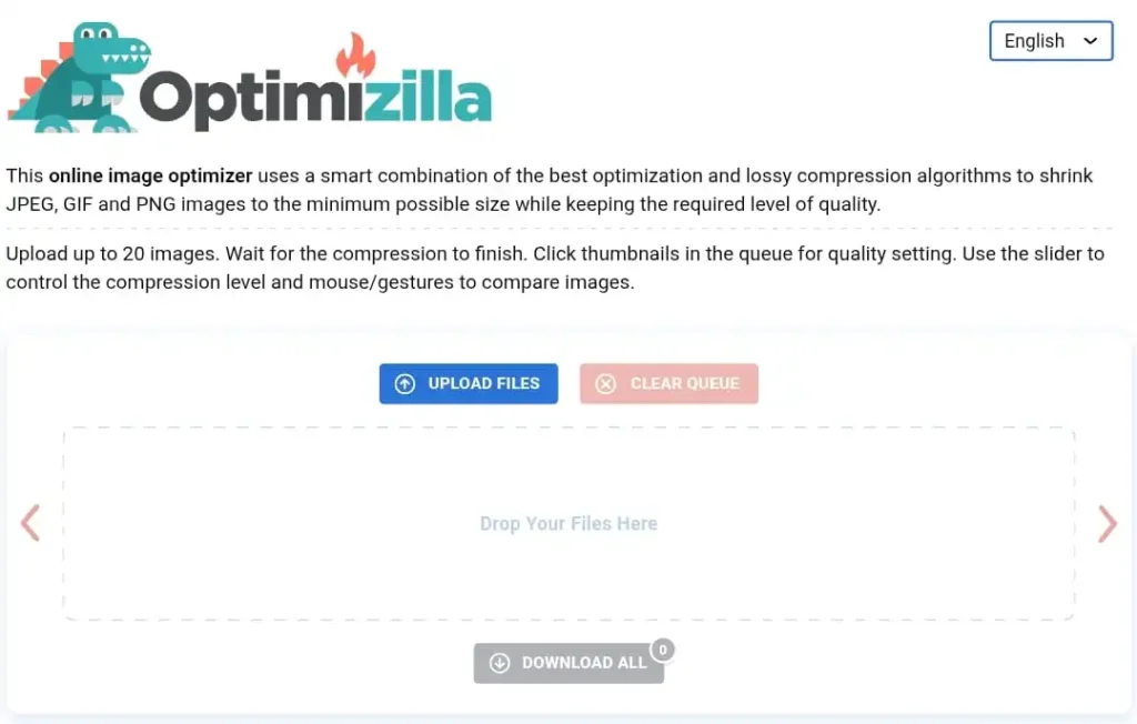 Image being compressed with Optimizilla online tool