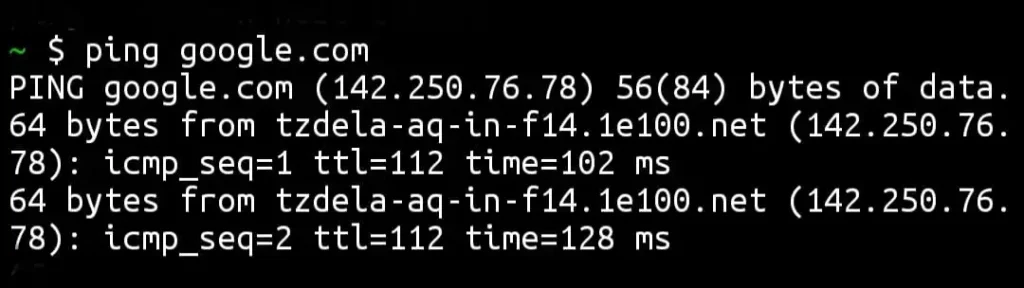 Ping command in Termux