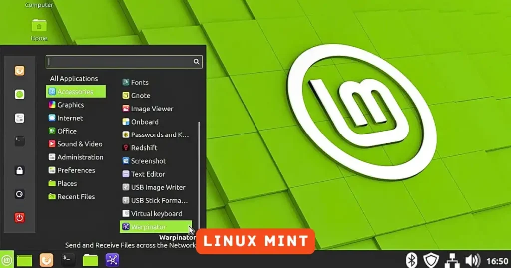 Linux Mint Home screen 