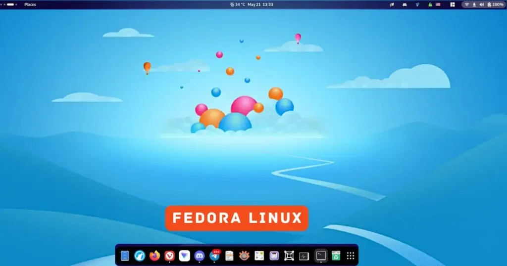 Fedora Linux Home screen