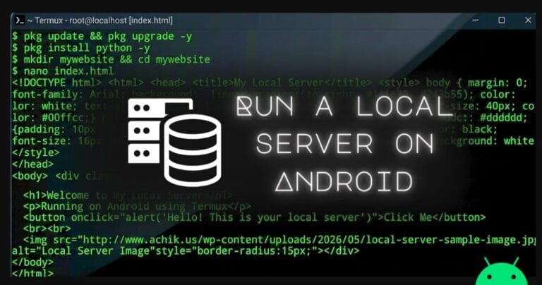 Local server setup and usage on android